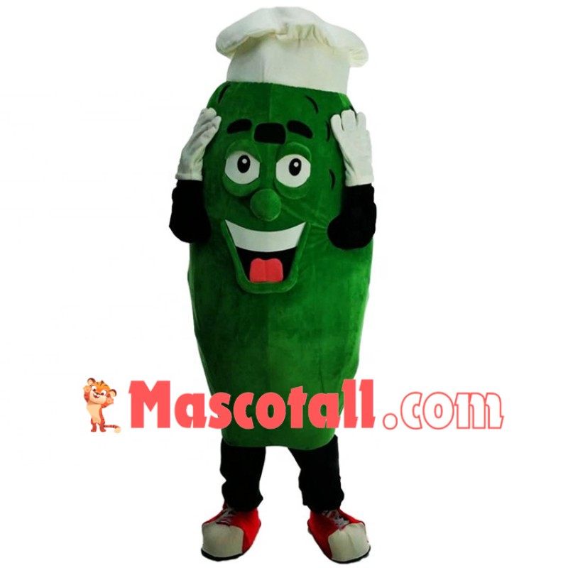 Smiling Vegetable Melon Wearing Chef Hat Mascot Costume