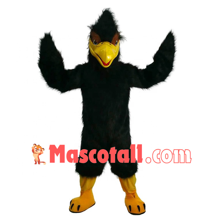 All Over Black Hairy Goshawk Mascot Costume
