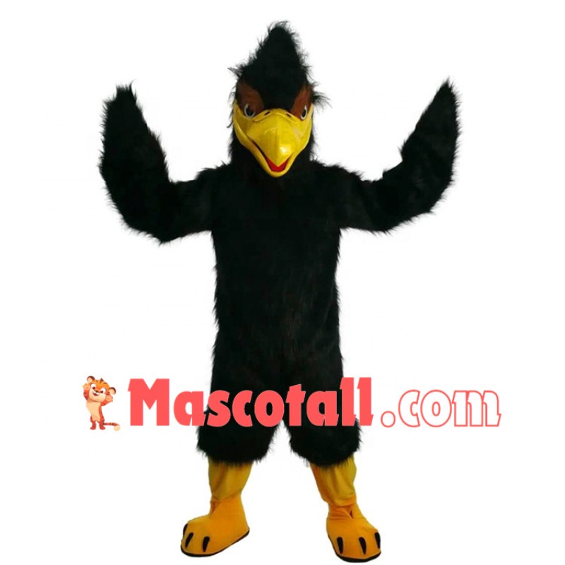 All Over Black Hairy Goshawk Mascot Costume
