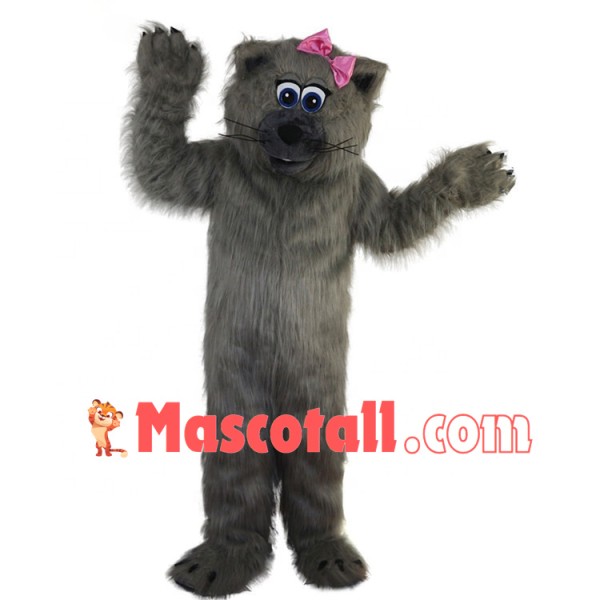 Long-haired Bear With Pink Hairpin Mascot Costume
