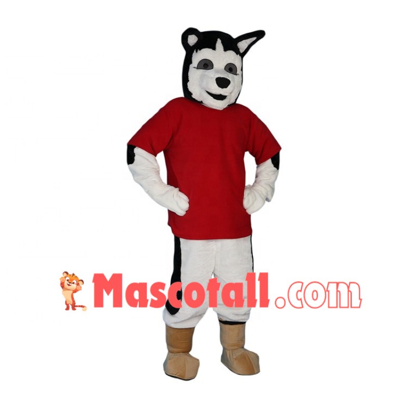 Strong Husky Doing Morning Exercise Mascot Costume