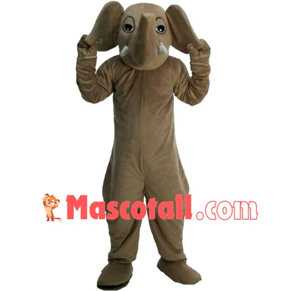 Brown Elephant With Drooping Ears Mascot Costume