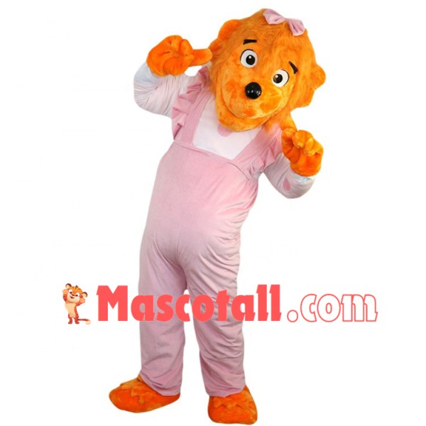 Beautiful Pet Dog In Pink Overalls Mascot Costume