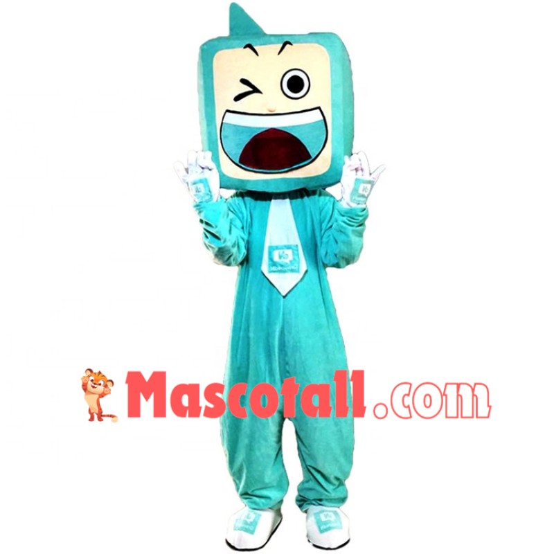 Funny Expression The Square Head Doll Mascot Costume