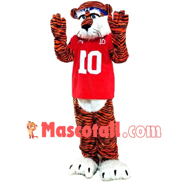 Energetic Tiger Player Mascot Costume For High School