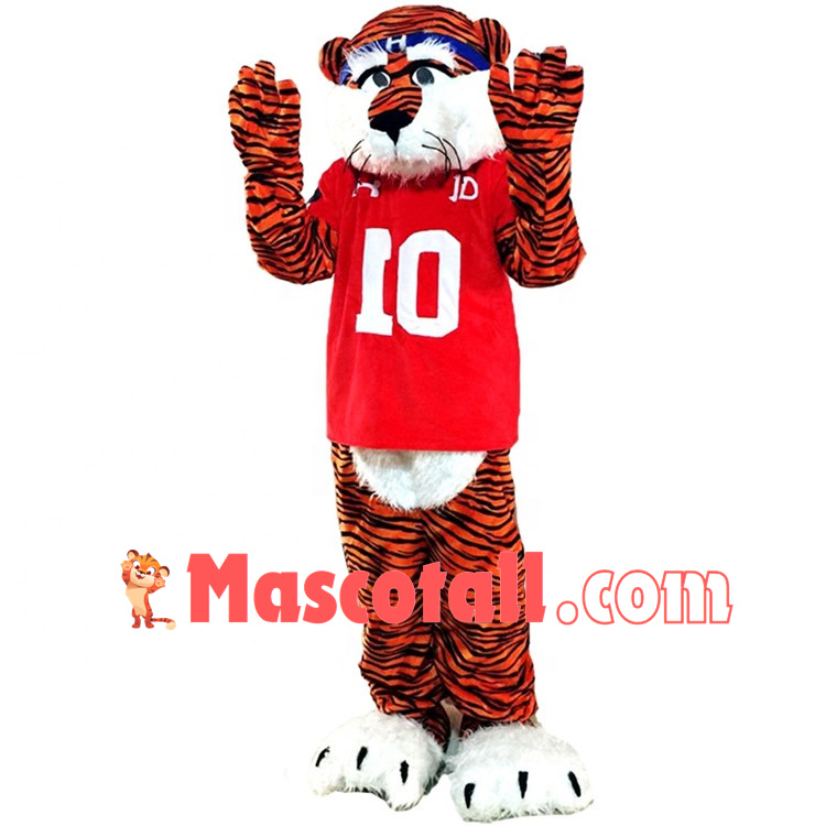 Energetic Tiger Player Mascot Costume For High School