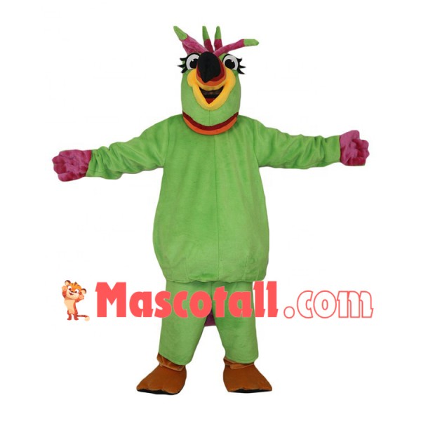 The Noisy Green Parrot Mascot Costume