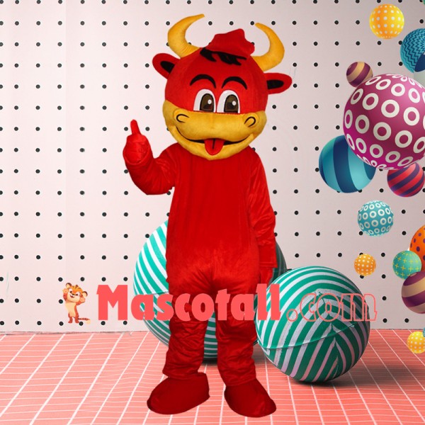 Naughty Calf With Golden Horns Mascot Costume