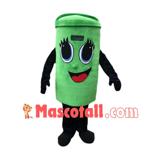 Recyclable Green Trash Can Mascot Cartoon Costume