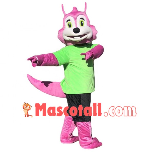 Exercising Pink Squirrel Mascot Costume