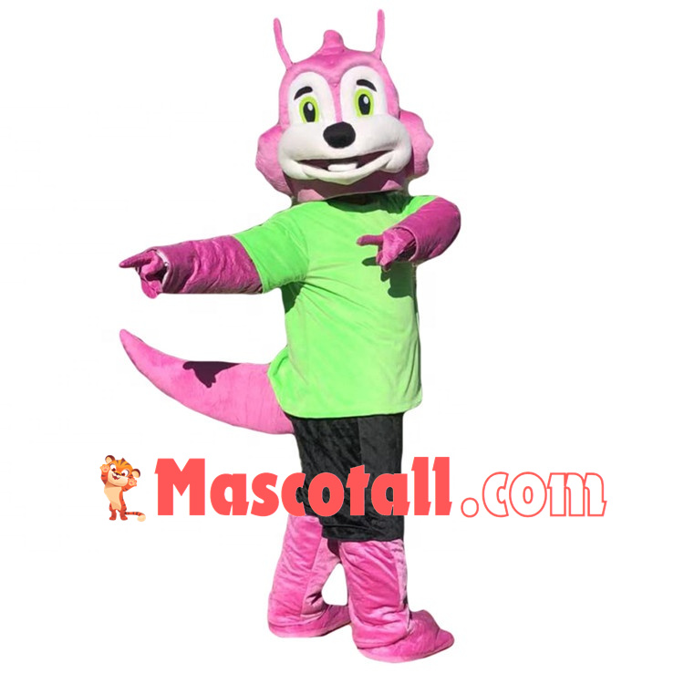 Exercising Pink Squirrel Mascot Costume