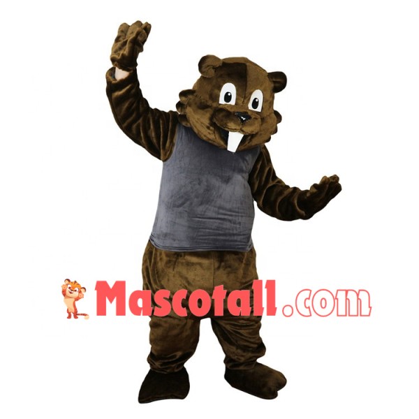 Energetic Squirrel Wearing Sports Vest Mascot Costume