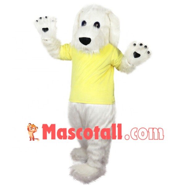 Obedient White Long-haired Pet Dog Mascot Costume