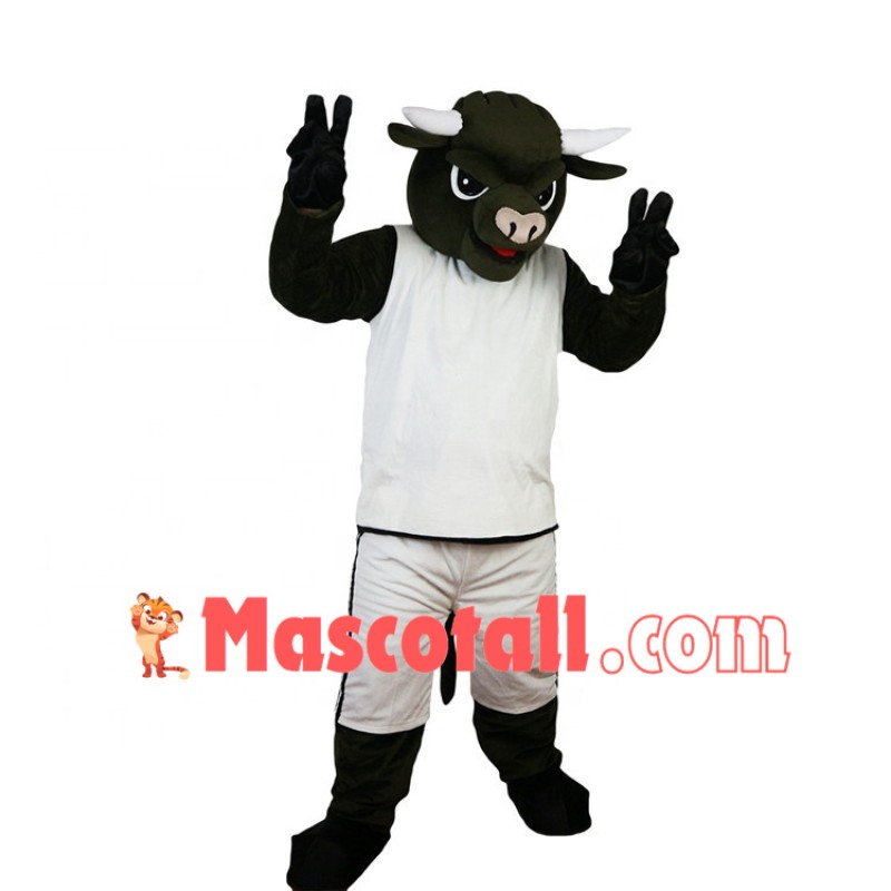 The Celebratory Happy Black Bull Mascot Costume