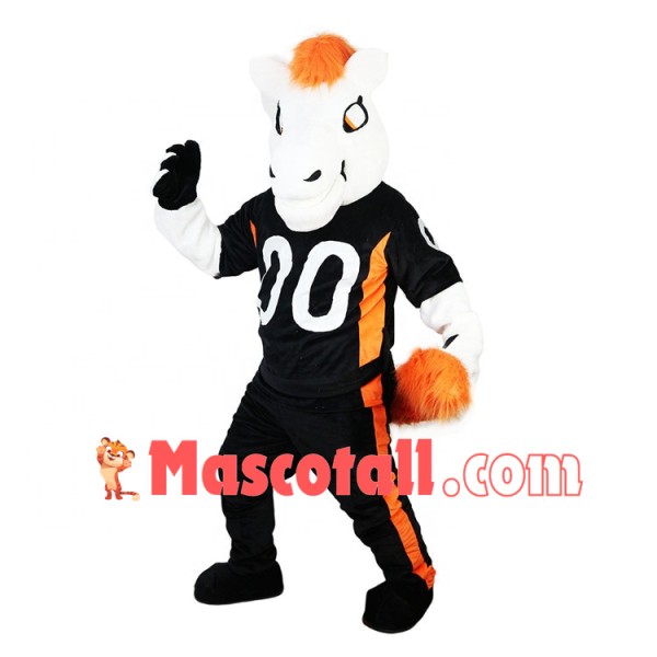 Concentrated White Horse Playing Basketball Mascot Costume