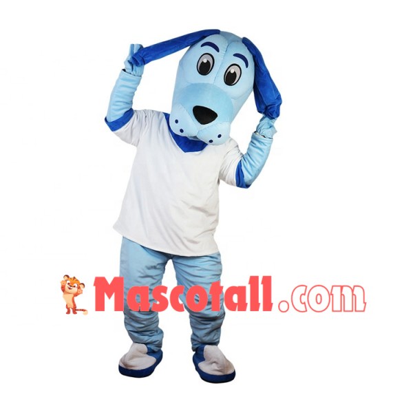 Fancy Well-behaved Light Blue Dog Mascot Costume