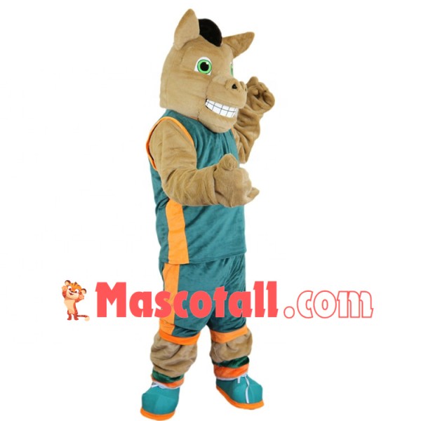 Sturdy Green Eyed Horse of Basketball Team Mascot Costume