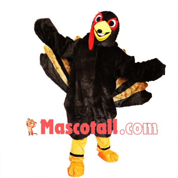 Peacock With Golden Tail Feathers Mascot Costume