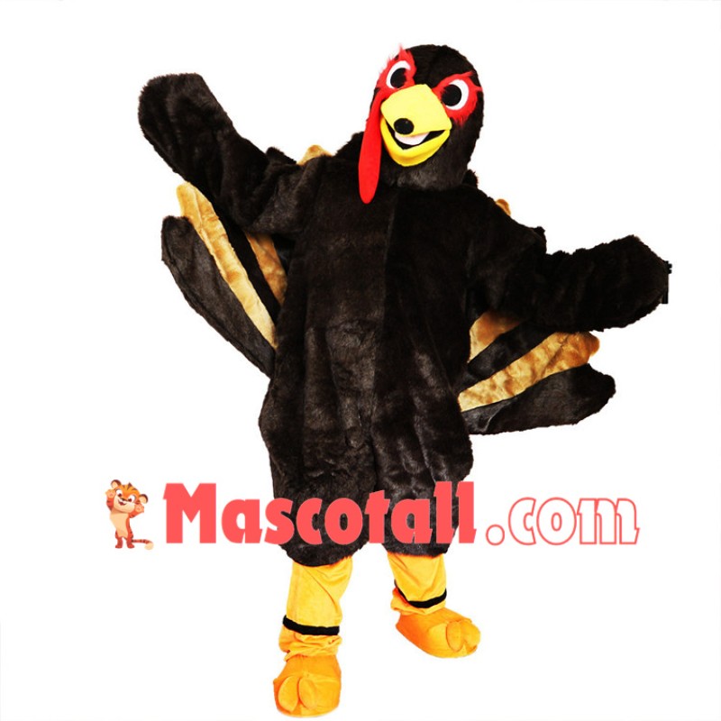 Peacock With Golden Tail Feathers Mascot Costume
