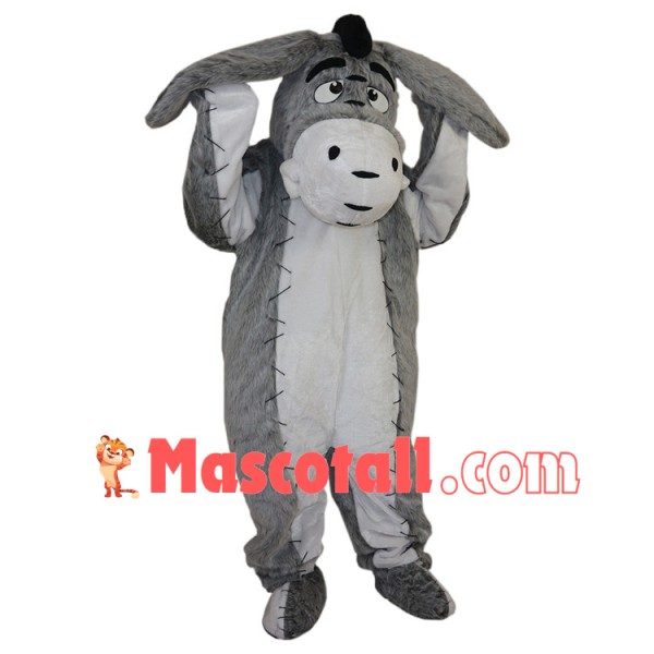 Simple-minded Plush Gray Donkey Mascot Costume