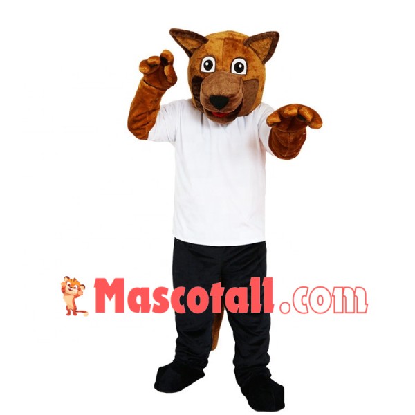 The Training Brown Police Wolfdog Mascot Costume
