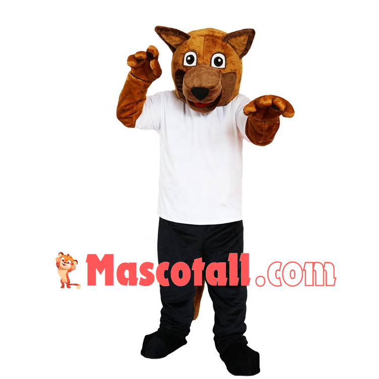 The Training Brown Police Wolfdog Mascot Costume