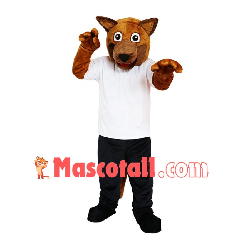 The Training Brown Police Wolfdog Mascot Costume