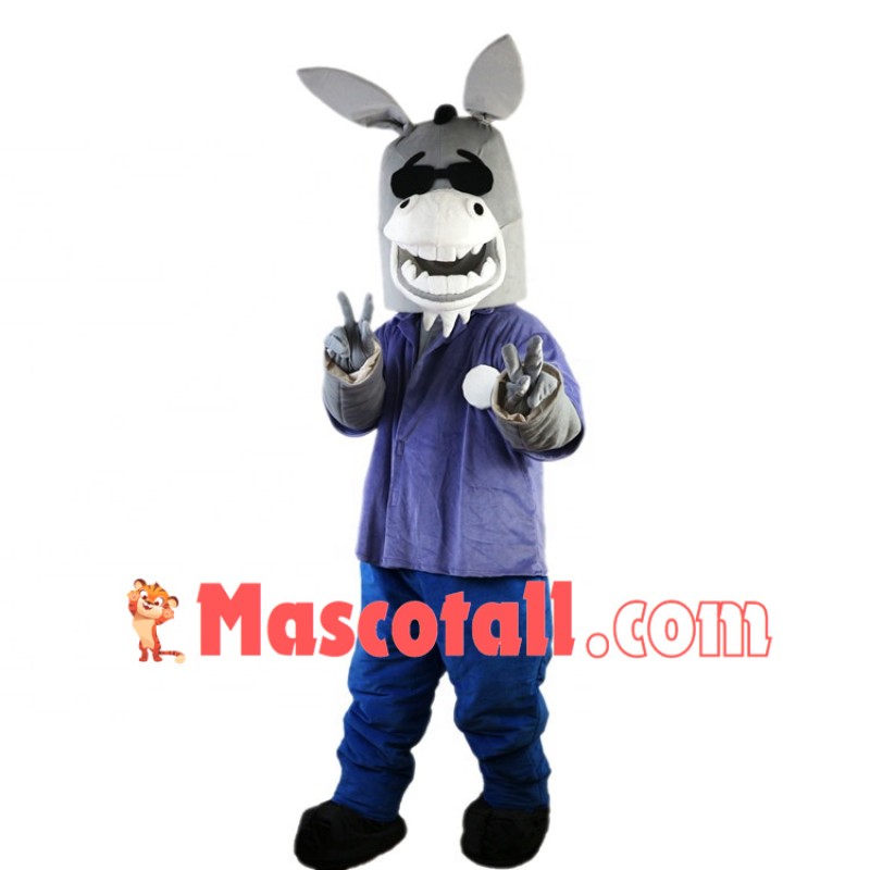 Elated Donkey With Sunglasses Mascot Costume