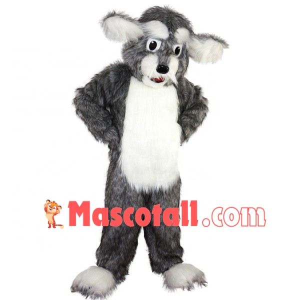 Strong Grey Shaggy Dog Mascot Costume