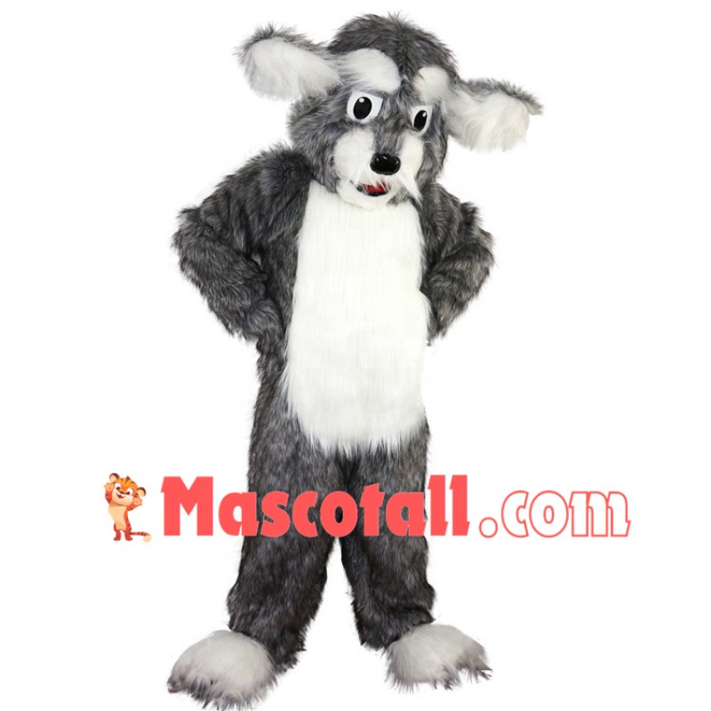 Strong Grey Shaggy Dog Mascot Costume