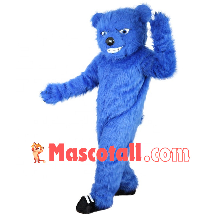 Customized Forceful Blue Bear Mascot Costume