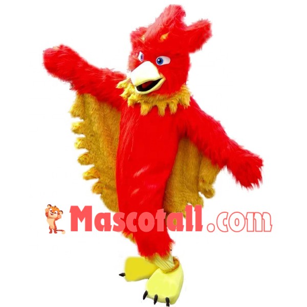 Rare Red Hairy Flame Bird Mascot Costume