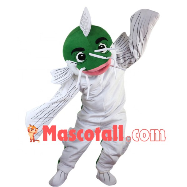 Ugly Green Head Catfish Mascot Costume
