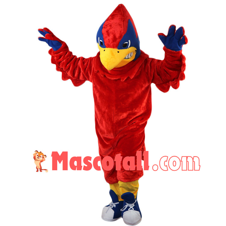 Passionate Red Falcon On Match Mascot Costume