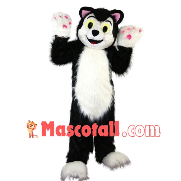 Likable Furry Husky With Pink Ears Mascot Costume