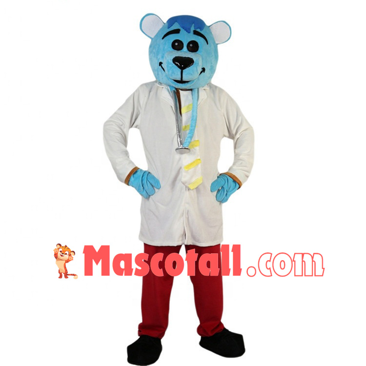 Auscultated Doctor Blue Bear Mascot Costume