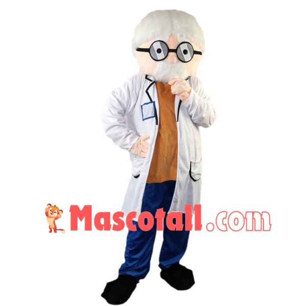 Experienced Old Expert Doctor Mascot Costume