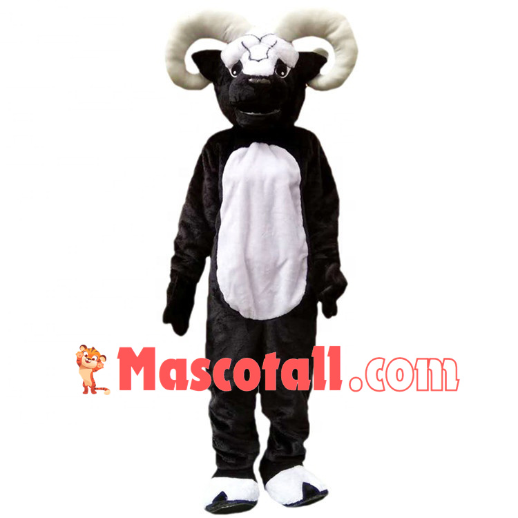 Adult Black Goat With Hale Horns Mascot Costume