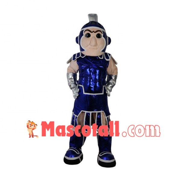 Embattled Blue Spartan Warrior Mascot Costume
