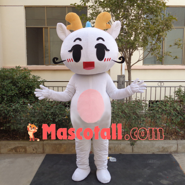 Cute Cartoon White Dragon Mascot Costume For Family Gathering
