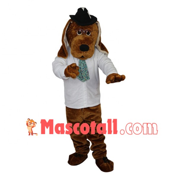 Professor Dog With Floral Tie Mascot Costume