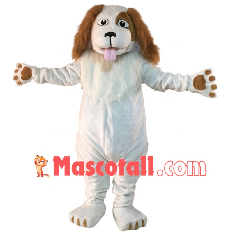 Obedient White Plush Dog Mascot Costume