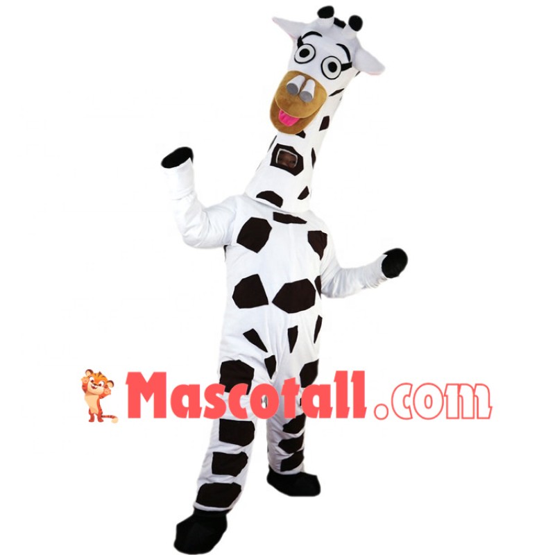 Amusing Chewing White Giraffe Mascot Costume