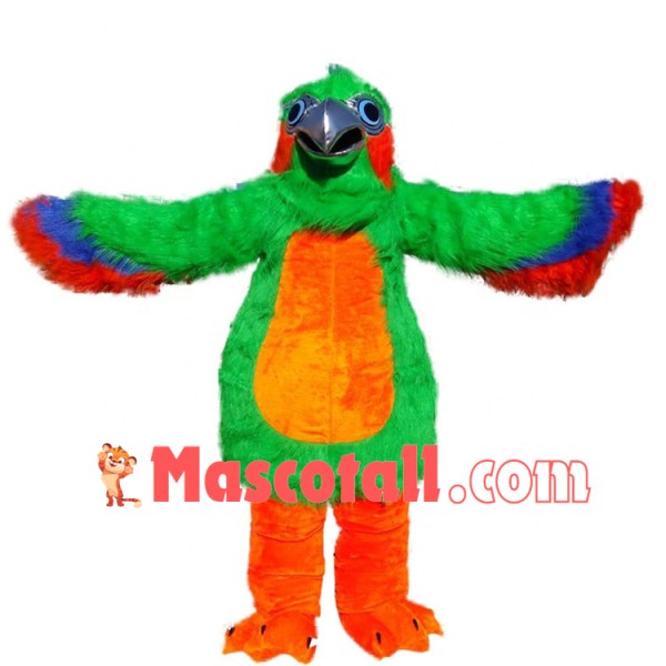 Rare Species of Green Hairy Parrot Mascot Costume
