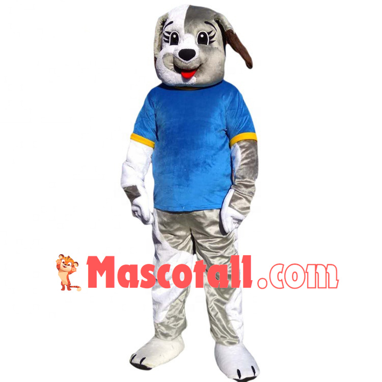 The Delighted Gray & White Dog Mascot Costume