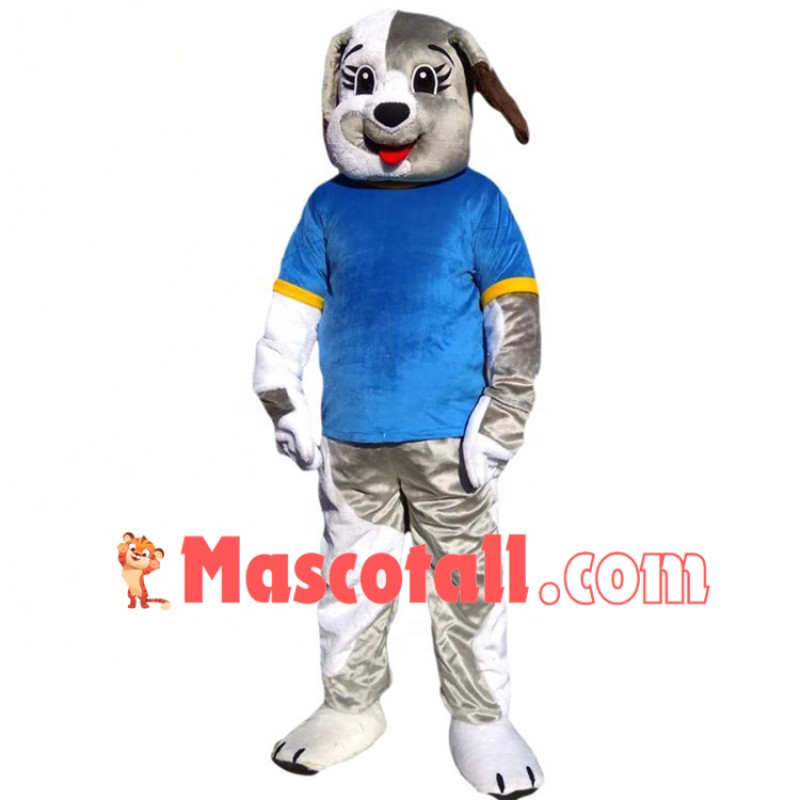 The Delighted Gray & White Dog Mascot Costume