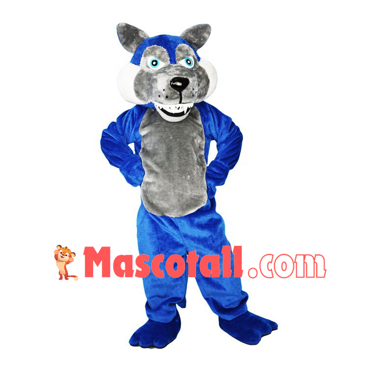 Evil Bad-minded Blue Wolf Mascot Costume