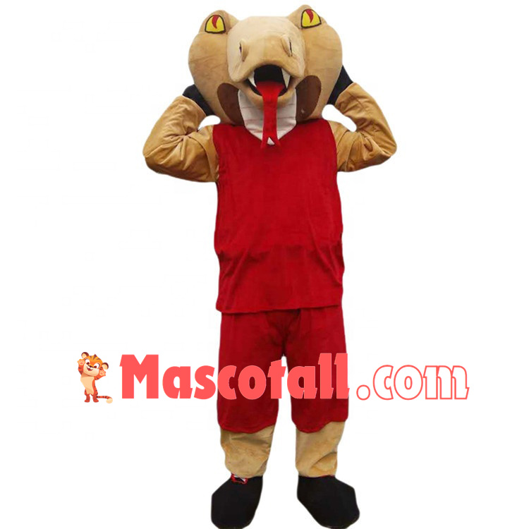 Excited Golden Python Sportsman Mascot Costume