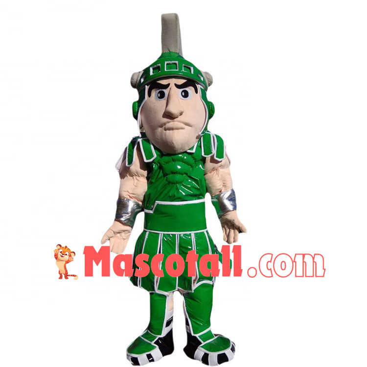 Green Armor Samurai With Low Morale Mascot Costume