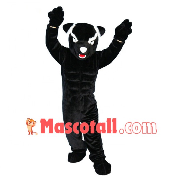 Muscular Black Panther Catching Prey Mascot Costume